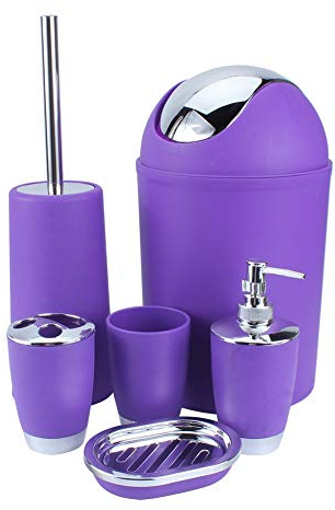 Juego de baño de 6 piezas con vaso para cepillos de dientes, dispensador de jabón, vaso, estante, cepillo de inodoro, dispensador de loción para el hogar y el hotel