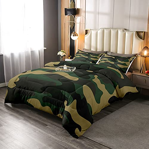 Homewish Boys Camouflage Duvet Set Green Camouflage Bedding Set Single Size Army Lightweight Coverless Duvet For Teens Men Room Decor Retro Campaign Militarily Geometric Pattern Quilt Quilt Duvet