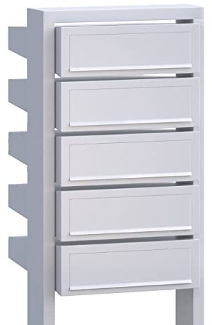 Briefkastenanlage, Design Briefkasten Stairs for Five Weiß mit Edelstahlklappe - Bravios Weiß mit Edelstahl