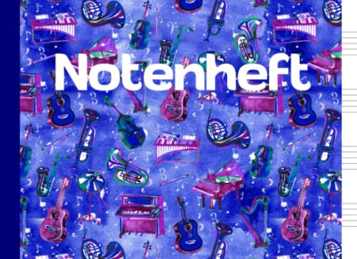 Notenheft QUER | A5: 4 Notensysteme | große Abstände für Kinder und Senioren | 102 Seiten