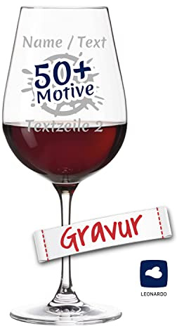 LEONARDO Tivoli XL Rotweinglas mit Gravur, personalisierbar mit Namen Wunschname Wunschtext Datum Motiv, Weinglas graviert, Geschenk Geburtstag Jahrestag Hochzeit Verlobung, 580 ml