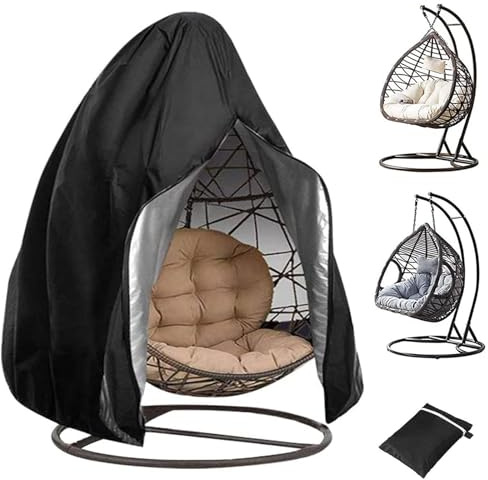Rouzin Hängesessel Abdeckung - Schwingsessel Schutzhülle 190x115cm, Abdeckhauben für Schwebesessel Eggsessel, Abdeckplane für Hängestuhl Anti-UV, Swing Egg Chair Cover