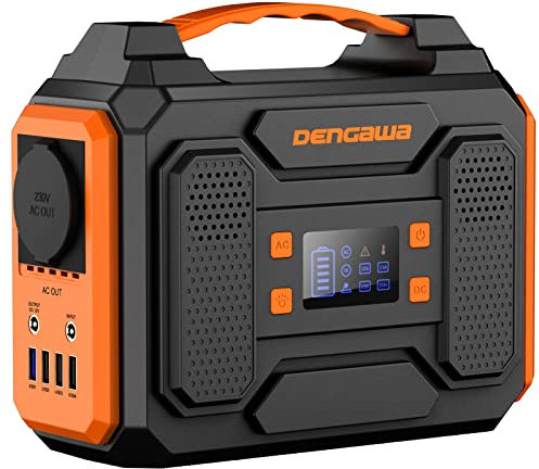 DENGAWA Tragbare Powerstation 250Wh, 230V/250W Solargeneratoren Akku mit AC/DC/USB, Power Station Solar für Camping, Outdoors, Reisen, und Notfälle