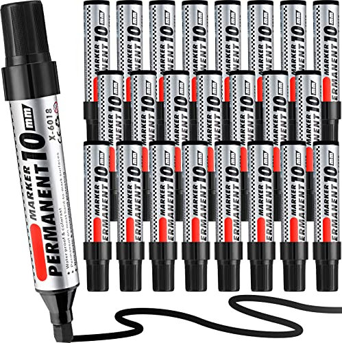 Thenshop 24 Pack Jumbo Permanent Markers Bulk: Large Chisel Tip Permanent Markers Quick Drying Waterproof Pallet Pens for Office Logistics Company and More(Black)