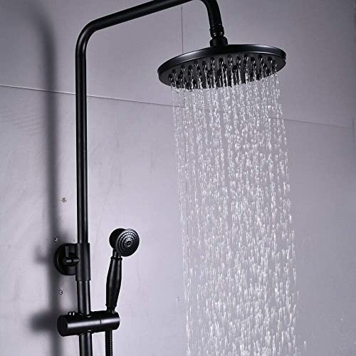 KinHall Duschamatur Duschset Regenduschkopf, Wandmontage Handbrause Duschset Regendusche Retro Schwarz Brausegarnitur, Handbrause, Duschsäule