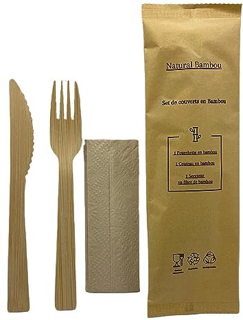 Set de Couverts en Bambou 3 Pièces - Lot de 250 - Natural Bambou