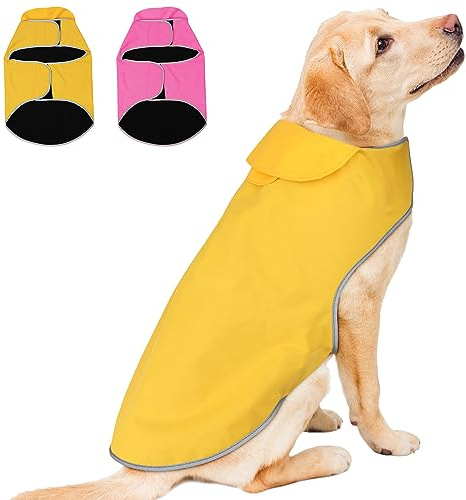 Hunde-Regenmantel, leicht, verstellbare Hundeweste, reflektierende Haustierjacke, warmes Hundetuch für große Hunde, Gelb, Größe XL