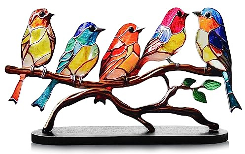 xinrongda Colorful Birds Ornament, Acrylic Birds Figurine Decorative Ornaments, Home Decor Gift Modern Style, Tabletop Bird Decoration for Living Room, Bedroom, Office Desktop, Cabinets