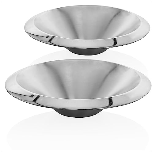 com-four® 2x tazones de acero inoxidable - juego de tazones de acero inoxidable - tazones decorativos - tazones planos para servir de metal - fruteros (2 Stück - 30 x 8 cm)