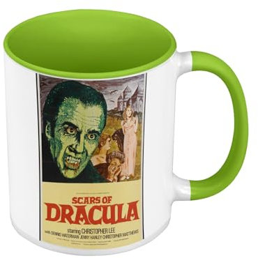 Tasse Farbe Premium Qualität Grün - Scars of Dracula Altes Filmplakat Retro Poster Kino Vintage Horror - Tasse mit Henkel und farbigem Innenraum