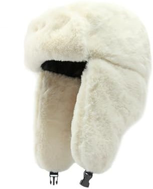 CHENNUO Fliegermützen Damen Winter Hut Trappermütze Ohrenschützer Warm Fellmütze (DE/NL/SE/PL, Numerisch, 55, 60, Beige)