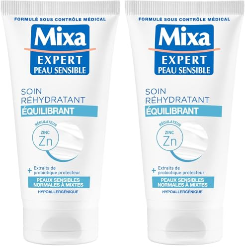 Mixa Expert Peau Sensible - Soin Réhydratant Equilibrant à l'Extrait d'Avoine + Cuivre Régulateur - 50 ml (Lot de 2)
