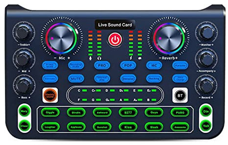 Qezodsx Replacement X60 English Version Professional Convenient Compact KTV Singing Sound Card Mixer for Live