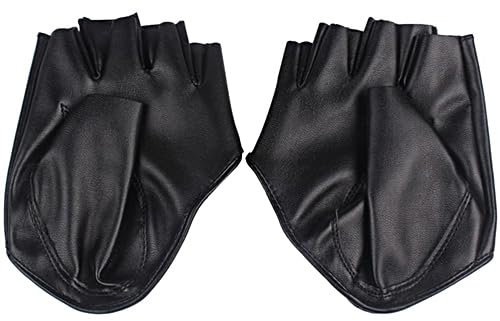 fxwtich Damenmode Kunstleder Halbfinger-Handschuhe weich Halbfinger Radfahren Motorrad Handschuhe Fahren Pole Dance Show Handschuhe Kaffee