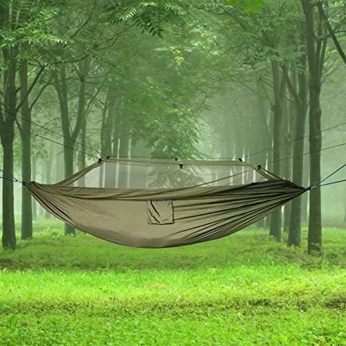 Tragbare, hochfeste Fallschirmstoff-Hängematte, Hängebett mit Moskitonetz für Outdoor-Camping-Reisen