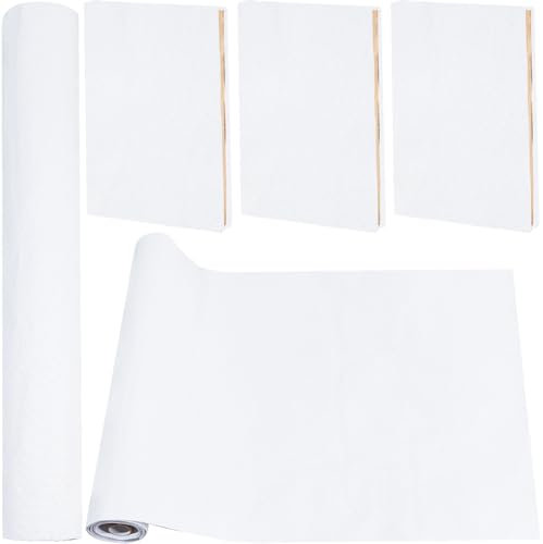 craspire 200x42 cm Leinen-Buchtuch Zum Buchbinden Weiße Selbstklebende Stoffoberfläche Buchumschlag Mit Papierrücken Für Bücher Alben Scrapbooking DIY-Einband Schutz Buchtuchzubehör
