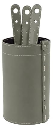 LIMAC Design BATLY - Juego de utensilios de chimenea de 3 piezas con bolsa de cuero, accesorios para chimenea, color gris claro