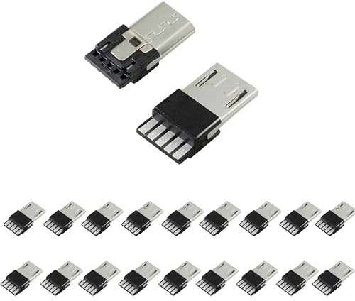 JYCONNECTS Lot de 30 connecteurs micro USB-B 2.0 mâles à souder - Mini USB à souder à 5 broches - Adaptateur de réparation et de remplacement - Connecteurs pour bricolage