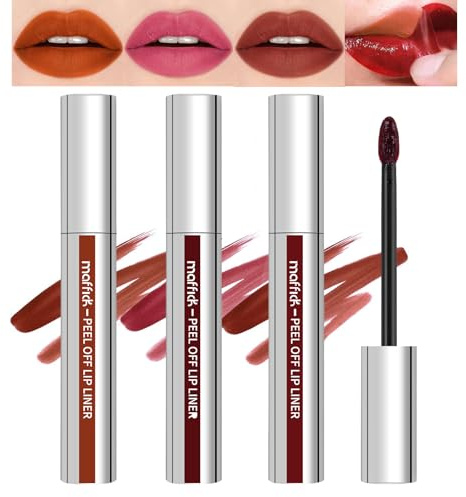 Mrettick 3PCS Lip Liner, Peel Off Lip Tattoo Stain, Long Lasting, Infused with Hyaluronic Acid & Vitamin E, Makeup Gift for Women (#1, M)