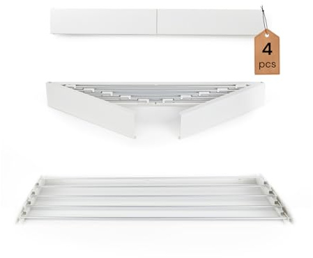 Vitapur Väggmonterad torkställning, 2-pack, utdragbar handdukstorkare med 4 m torkyta, rostfri, kan monteras på balkongen, platssparande, med utdragbar tvättlina, EU-varumärke