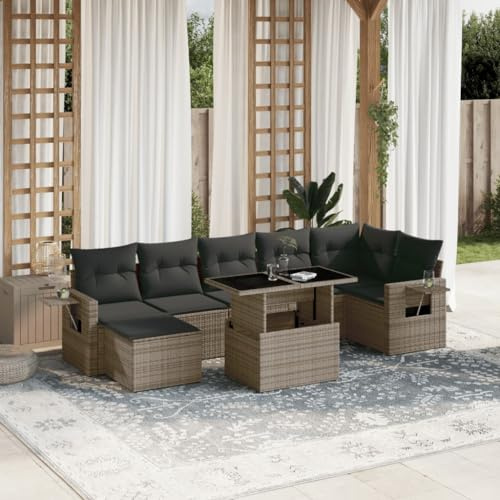 Amorsee Gartenlounge Ecklounge Verstellbare Tischplatte Lounge Möbel Outdoor Sitzgarnitur Loungemöbel Terrasse Rattan Sofa Garten Gartensofa Terrassenmöbel Gartenmöbel Set Ecksofa Gartengarnitur