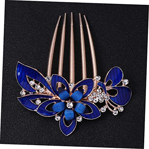 BELLIFFY Blumen-haarkamm Für Braut Hochzeit Kopfbedeckung Haarschmuck Party Zubehör Kostüm Accessoires Dunkelblau