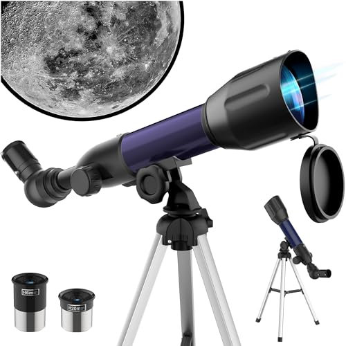 Astronomisches Teleskop Kinder, Astronomie Teleskop, 360/50mm Super Clear Teleskop Tragbares Refraktorteleskop für Kinder Anfänger Amateurastronomen Beobachtung von Himmel und Landschaft Geschenk