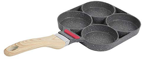 Stampo per Padella in Alluminio con Rivestimento Antiaderente, per Colazione, Pancake, con Manico Antiscottatura, per Colazione, Pancake, Uova, (Fornello universale a