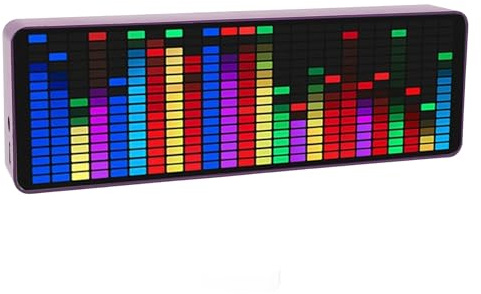 LED Music Spectrum Display with 384 RGB Lights, 20 Dynamic Modes, 7 Colors, Voice Sensor & Cable Control, Clock, Alarm, USB Powered