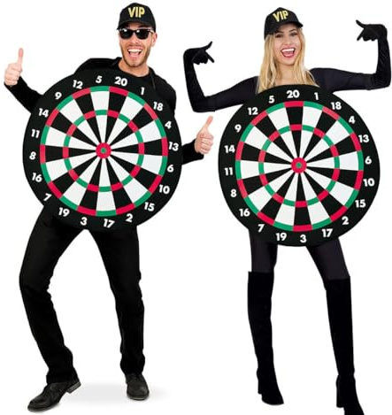 Krause & Sohn Darts Kostüm lustige Dartscheibe Dart für Erwachsene Sport Tunika mit Zielscheibe JGA Fasching Karneval Mottoparty
