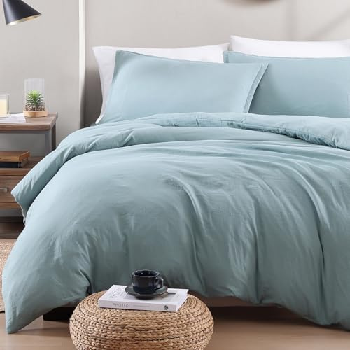 LANE LINEN 3-Piece Single Bedding Set - Pre-Washed Microfiber Duvet Cover, Fitted Sheet, and Pillowcase – Cozy and Durable (French Blue)