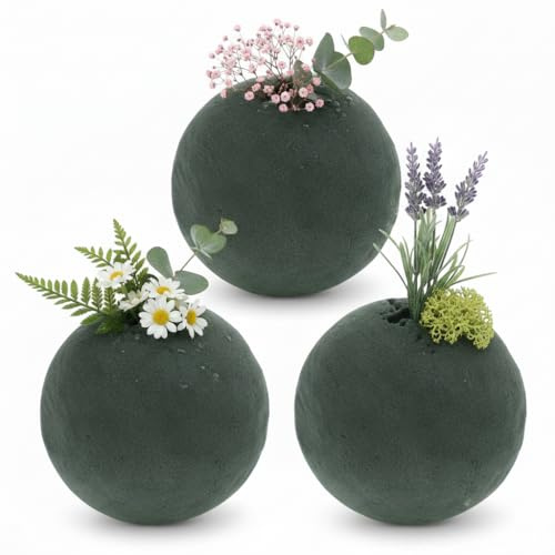 3 runde Blumenschaumblöcke Nasssteckschaum in Grün für frische und künstliche Blumen Pflanzenschaum Hochzeit Gartendekoration Bastelarbeiten