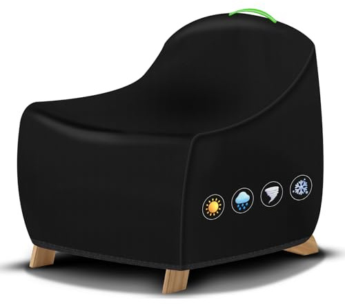 YedZen Housse Fauteuil Jardin, 80x85x91cm, Oxford 420D avec Revêtement PVC Imperméable, Bord Élastique et Poignée Réfléchissante, Protection Anti-UV pour Fauteuils Adirondack, Jardin et Terrasse