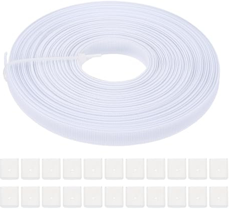 PATIKIL Ossa per Cucire, 10 Iarde 10mm Ampio Poliestere Alto Densità Stecche per Corsetti Corsetto Stecca con 40Pz Cappucci Terminali per Corsetto Abito Sposa Cappello Fai da Te, Bianco