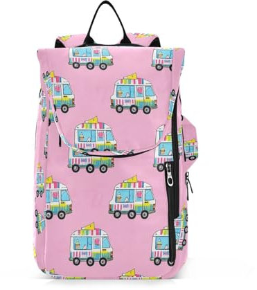 Amooorous Tennis-Rucksack für Damen und Herren, wasserabweisend, rosa, Eiswagen, Sommer, Tennisschlägerabdeckung, hält 2 Schläger für Damen, Herren, Teenager, Mochila de Tenis para mujer