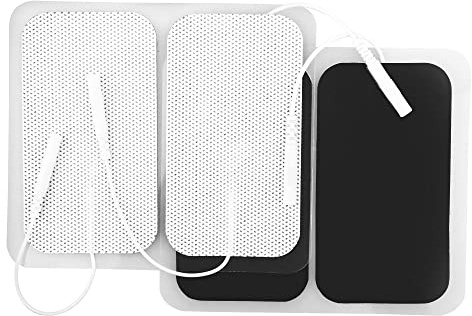LotFancy 40x TENS Elektroden Pads 5x9 cm für TENS-Geräte und EMS-Trainer | Große EMS Klebe-Elektroden, Wiederverwendbar, Elektrostimulationsgerät, Mit 2mm Steckanschluss