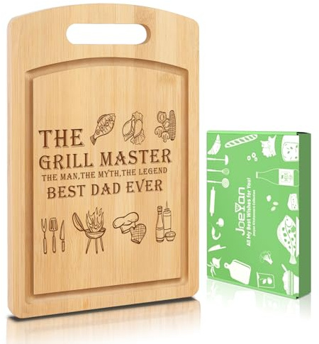 Joeyan Planche à découper en bois gravé pour papa, planche à découper personnalisée pour barbecue, cadeau d'anniversaire pour la fête des pères, cadeau d'anniversaire pour papa, cadeau de meilleur
