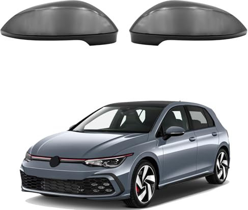 KYYET Gloss Black L&R Side Wing Mirror Cover Cap Fits For VW Golf MK8 2020 2021 2022 2023