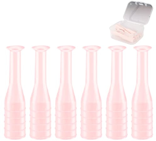 Kontaktlinsen Sauger Set, 6 Stück Silikon Kontaktlinsenentferner mit Aufbewahrungsbox, Einsetzhilfe für Hartlinsen & RGP, Formstabile Linsen, Tragbares Reinigungswerkzeug für RGP/OK Lens(Pink)