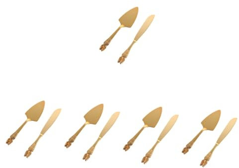 Cabilock 5 Juegos Cuchillo y Espátula para Tartas Utensilios de Cocina Elegantes para Cortar Pasteles Pizzas y Postres para Bodas y Cumpleaños