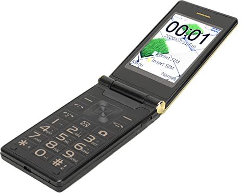 Keenso Flip Seniors Teléfono 2G Long Standby Big Pantalla Dual Sim Clamshell Phone para personas mayores, color dorado (dorado)