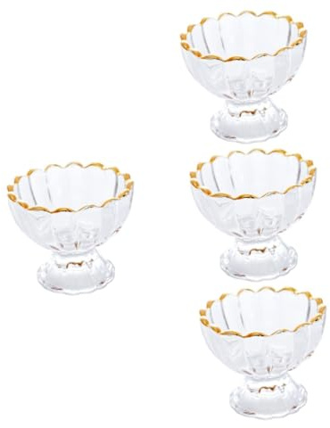 VICASKY 4 Pezzi Coppa Dessert in Vetro Trasparente con Forma Fiore Monoporzione per Gelato e Dolci Ristoranti e Regali