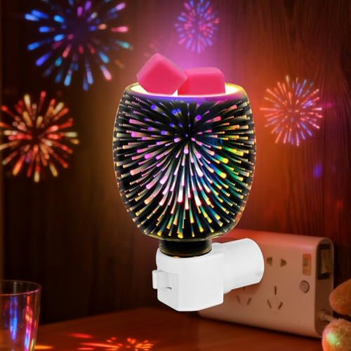 Elektrische Duftlampe, 3D Aromalampe für Duftwachs, Nachtlicht für Steckdose, Elektrische Glas Duftlampe, Dekorative Lampe für Wachs, Duftlampes Wachs für Büro, Schlafzimmer, Yoga