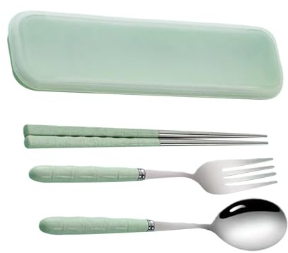 Reiseutensilien mit Etui | Edelstahl-Besteck, Küchenzubehör | Camping-Besteck-Sets | für Zuhause, Hochzeit, Party, Picknick, Outdoor, College, Reise, Kindertagesstätte, Roadtrip,