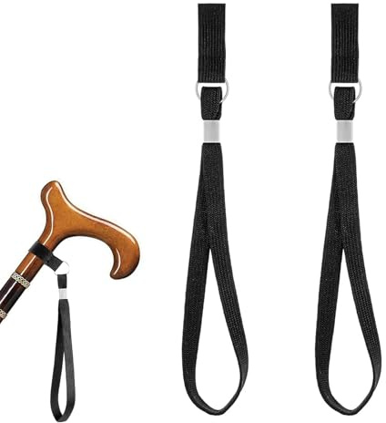 YLLZJ 2 dragonnes pour canne de marche, sangles de poignet pour canne de marche, bracelet pour canne de marche, boucle de poignet noire pour béquilles