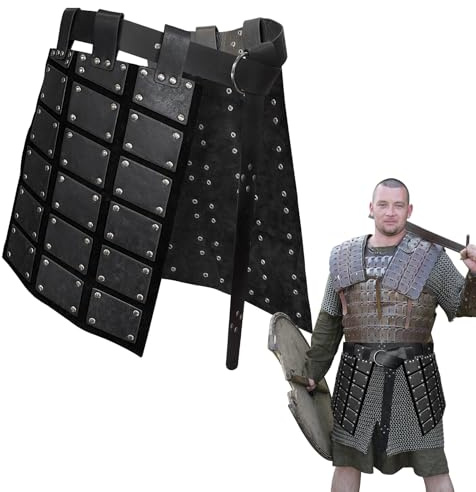 Generisch Gonna medievale da combattimento da uomo, gonna da combattimento medievale, retro double face 3, protezione coscia per uomini. Costume da cosplay medievale realistico per feste, vacanze,