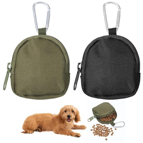 TIESOME 2 Stück Leckerlibeutel für Hunde, Hundeleckerli Tasche, Futterbeutel mit Reißverschluss für Hundetraining Kleine Leckerlibeutel für Hunde mit Karabiner für Reisen Spaziergang Haustiere