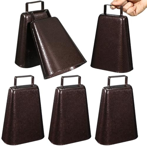 Boao 6 Pack Large Cow Bells 7.4 Inch Cowbells for Sporting Events, Bronze