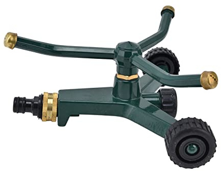 Omabeta Aspersor de Césped de Tres Brazos, Aspersor Giratorio de 360 ​​Grados a Prueba de Herrumbre de Metal con Conector G3/4, para Riego de Césped, Refrigeración de Techos, Riego de