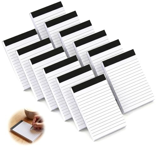 jwtyu Lot de 12 bloc-notes lignés A7 - 50 feuilles par bloc-notes - Petit format | Bloc-notes, recharges pour listes de choses à faire, pour la famille, les écoles, les bureaux et les magasins